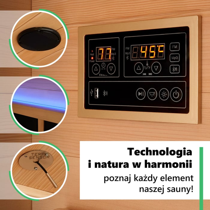 Sauna Infrared Kuhmo II została wykonana z naturalnej cykuty kanadyjskiej