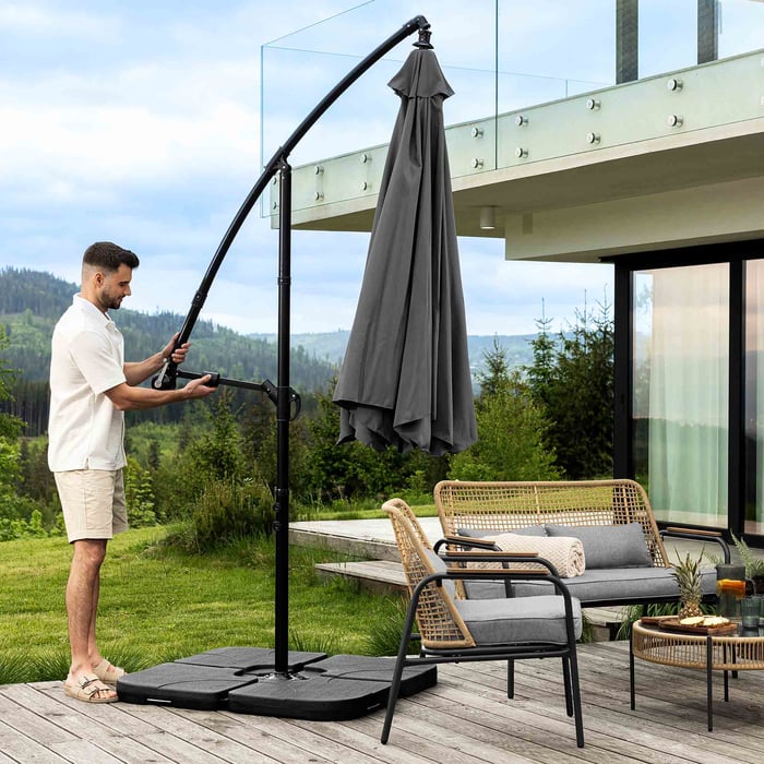 Parasol ogrodowy Empoli z podstawą szary