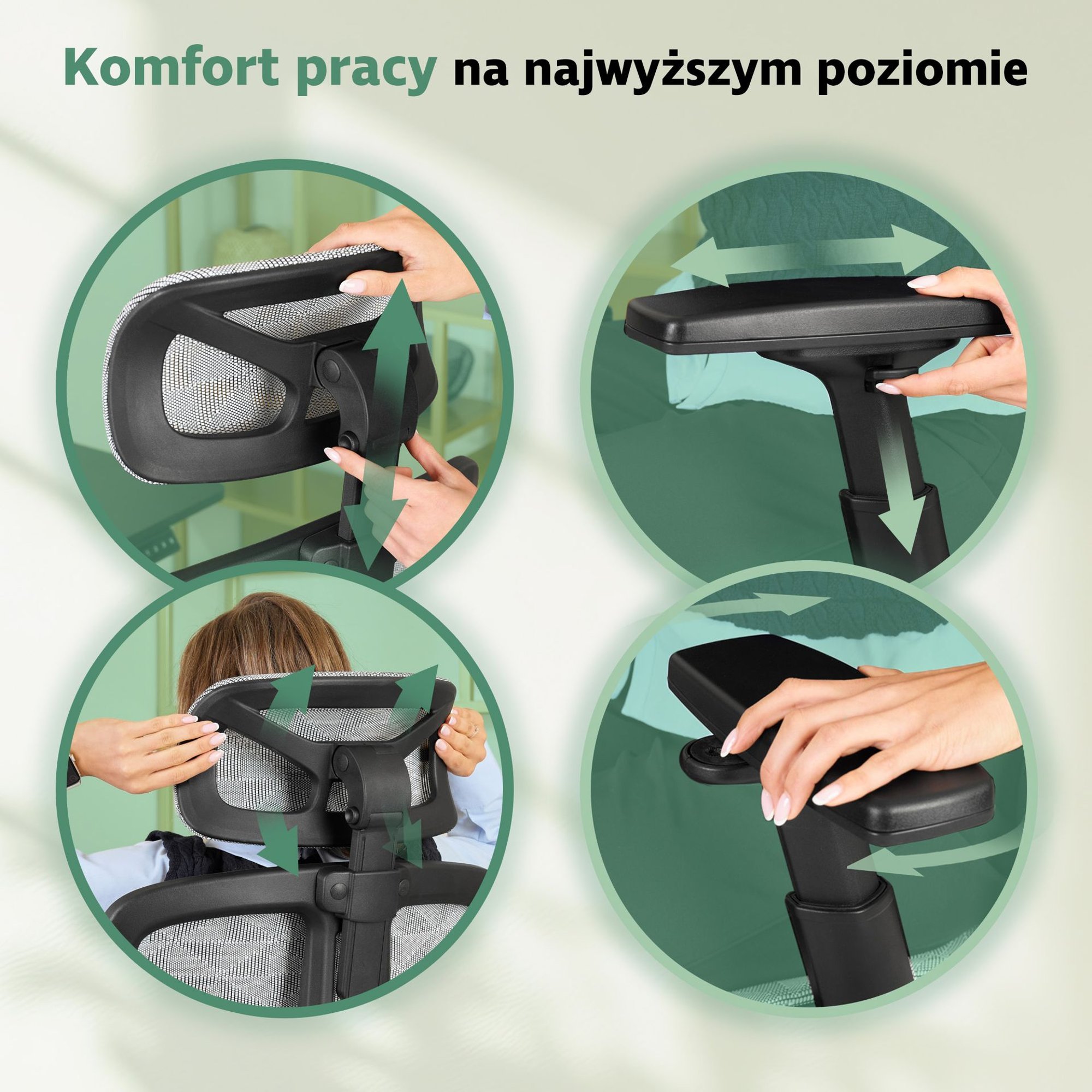 Komfortowa regulacja – zagłówek 2D i podłokietniki 4D w fotelu Preda di volio