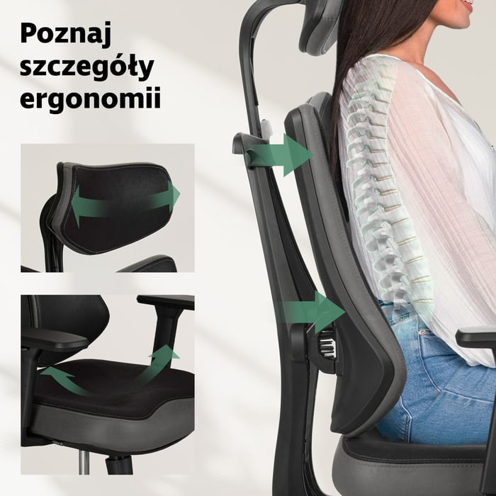 Fotel biurowy Loano zaprojektowany z myślą o zdrowiu kręgosłupa 