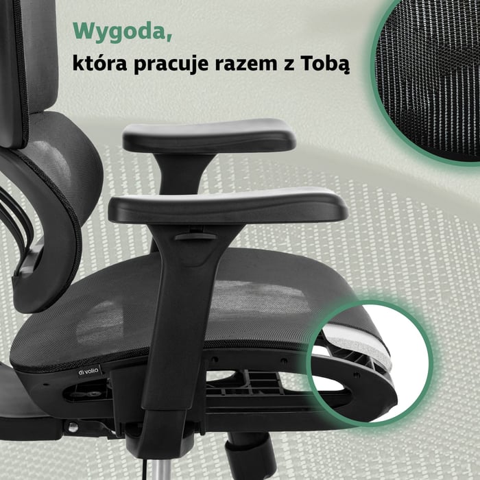 Siedzisko fotela biurowego Vataro wykonano w technologii Hollow + Moulding Foam