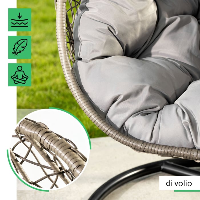 Huśtawka ogrodowa jednoosobowa Bacoli szary dużą i impregnowaną poduszką