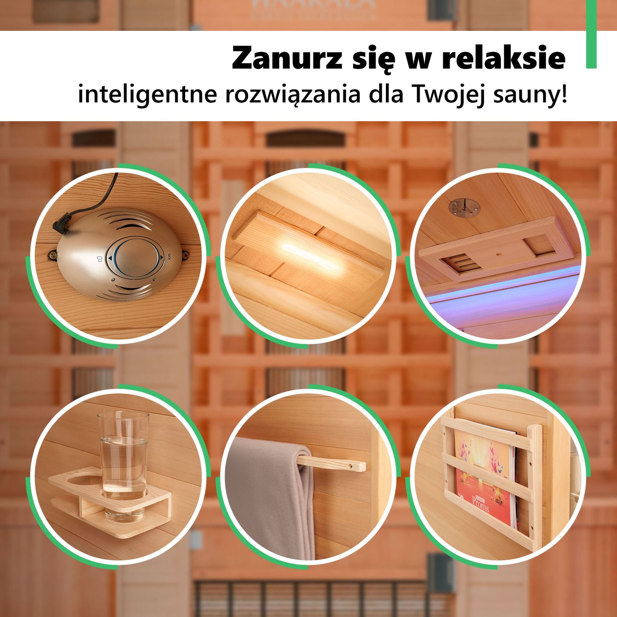 Sauna infrared Loimaa I wyróżnia się wszechstronnym wyposażeniem
