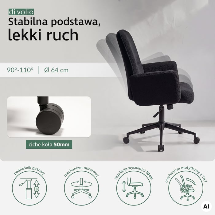 Fotel biurowy Parmo DV-127OC czarny o stabilnej konstrukcji