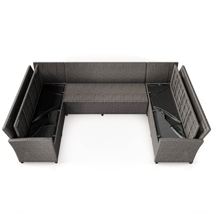 Sofa w komplecie Livorno posiada wbudowaną w siedzisko skrzynię przeznaczoną do przechowywania poduszek