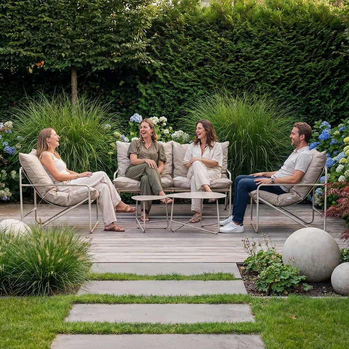 Zestaw mebli ogrodowych Diamanto DV-143GF pozwala urządzić taras jak przytulny salon pod chmurką