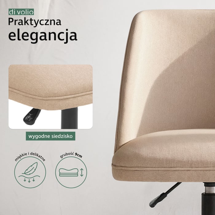 fotel biurowy materiałowy Fano beżowy gwarantuje stabilne podparcie pleców