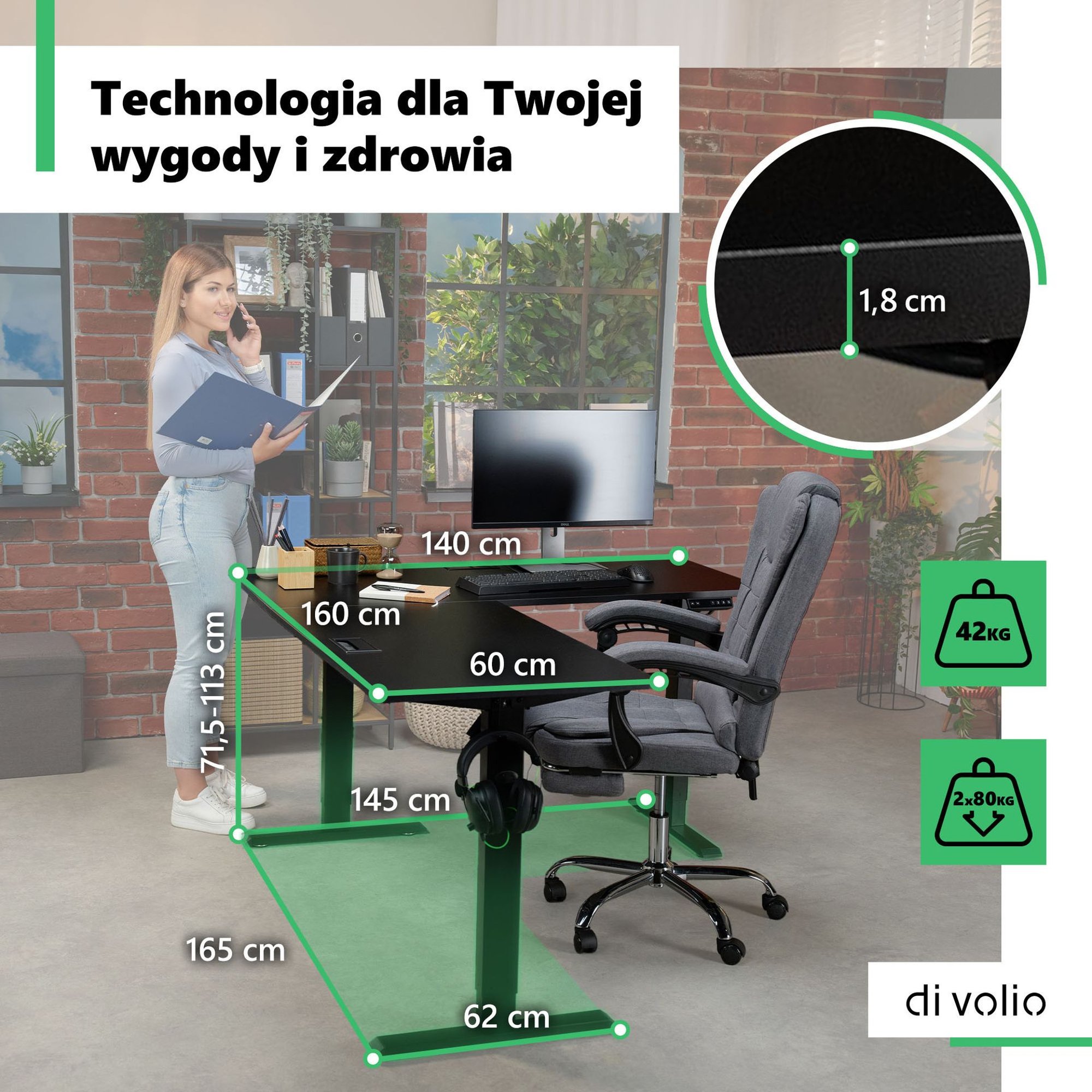 Narożna forma biurka Montaro to doskonały sposób na efektywne zagospodarowanie przestrzeni roboczej