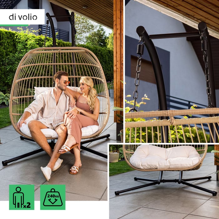 Fotel wiszący Rona został wyposażony w solidną, czteroramienną podstawę, która zapewnia maksymalną stabilność