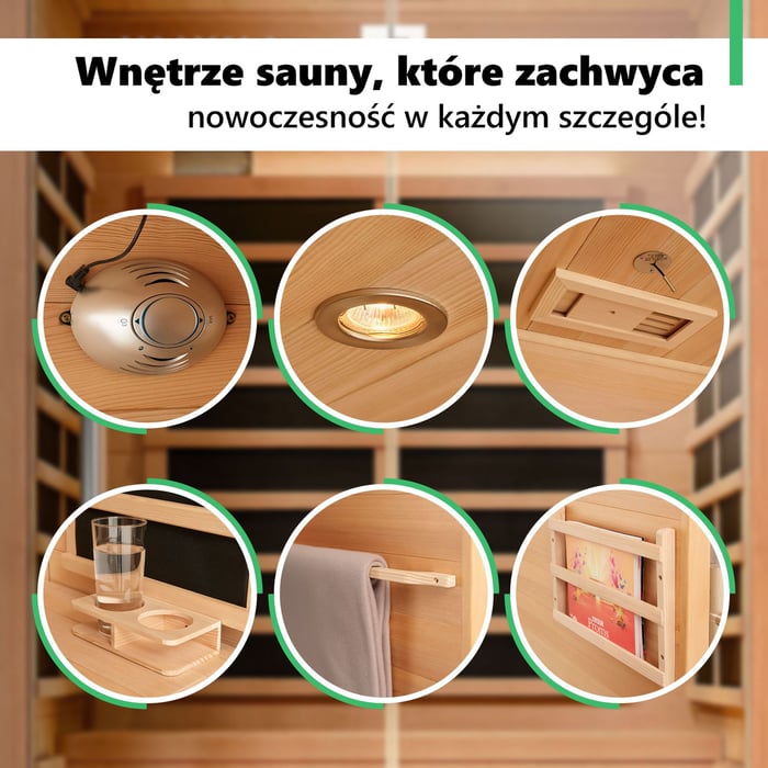 Sauna Kuhmo II – bogate wyposażenie dla pełnego komfortu