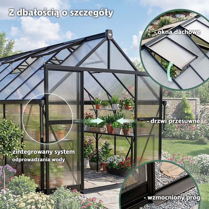 Szklarnia z poliwęglanu DV-157GG ułatwia codzienną pracę w ogrodzie