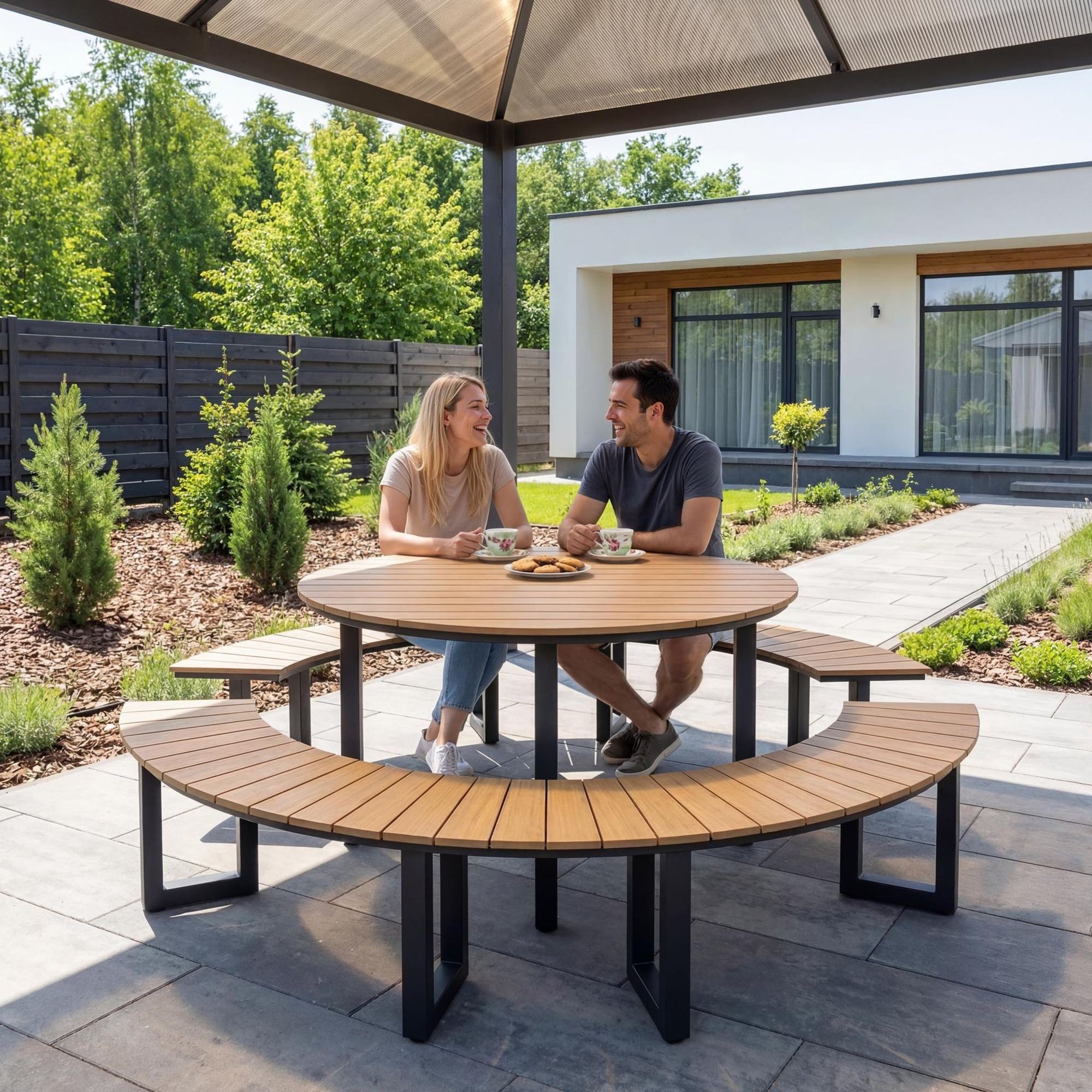 Zestaw mebli ogrodowych Portofini to połączenie aluminium i polywood