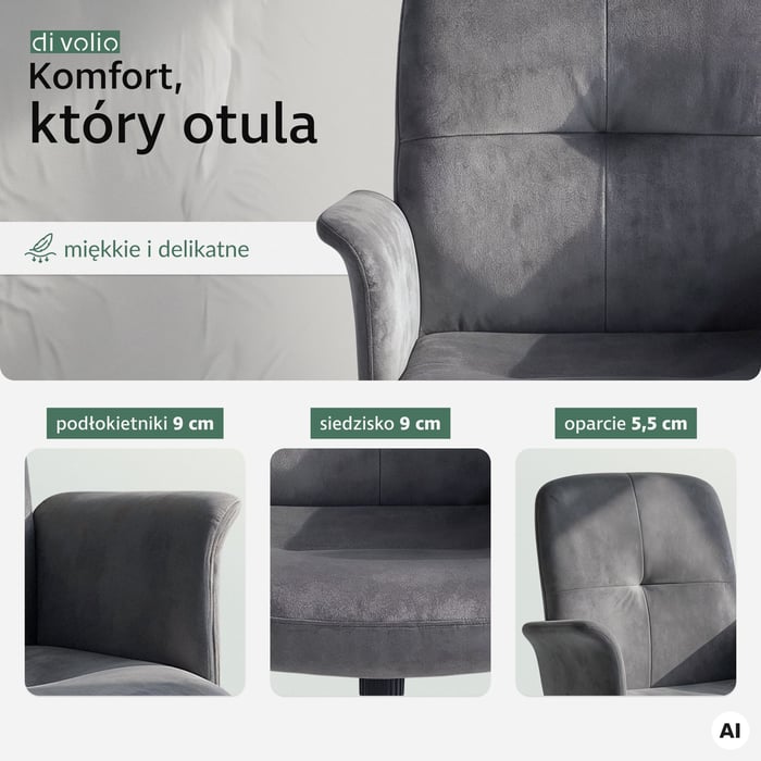 Fotel biurowy Parmo DV-127OC szary - miękkie krzesło obrotowe