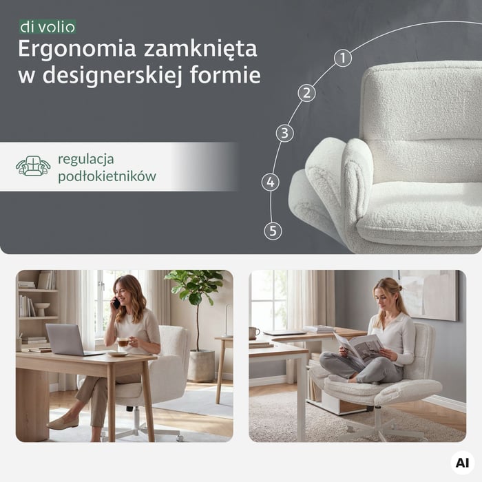 Naturalna swoboda ruchu, która uwalnia kreatywność fotela Belago kremowego