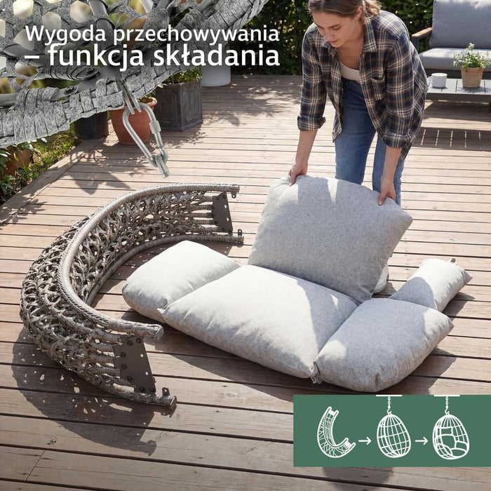 Kosz do zawieszenia Telario szary wyposażony w system składania.