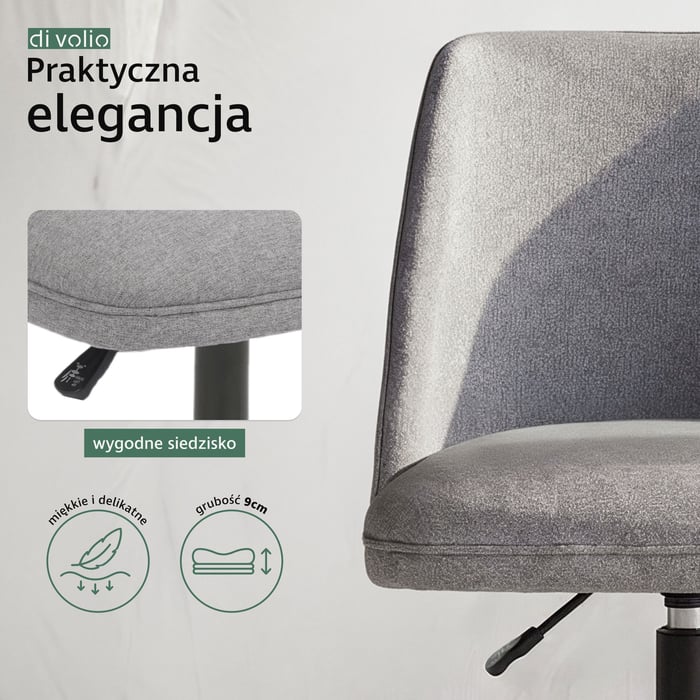 fotel biurowy materiałowy Fano szary gwarantuje stabilne podparcie pleców