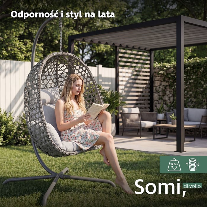 Solidna stalowa rama i wysokiej jakości plecionka technorattanowa w Somi szarym