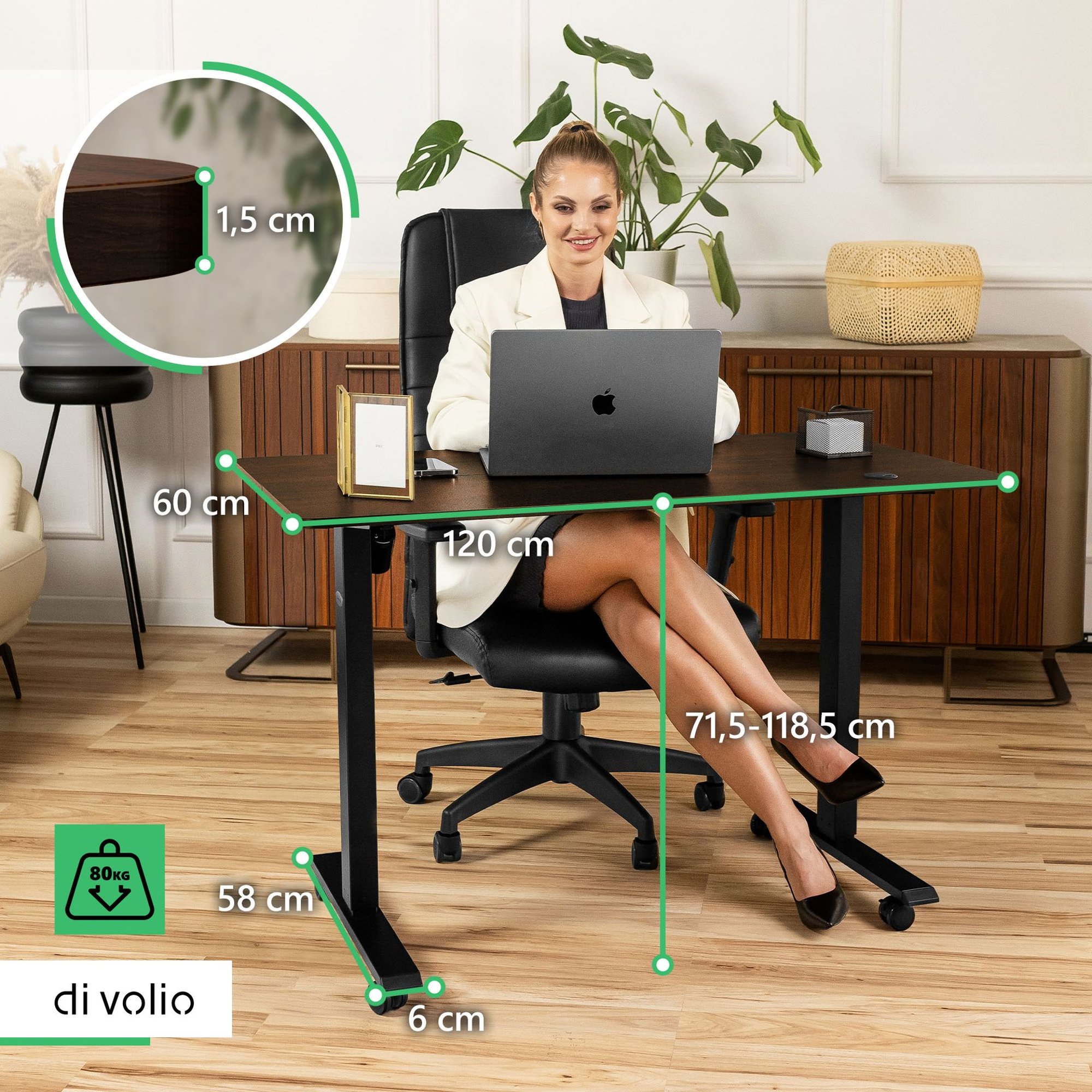 Písací stôl sa vyznačuje odolnou a pevnou konštrukciou s maximálnou nosnosťou 80 kg.