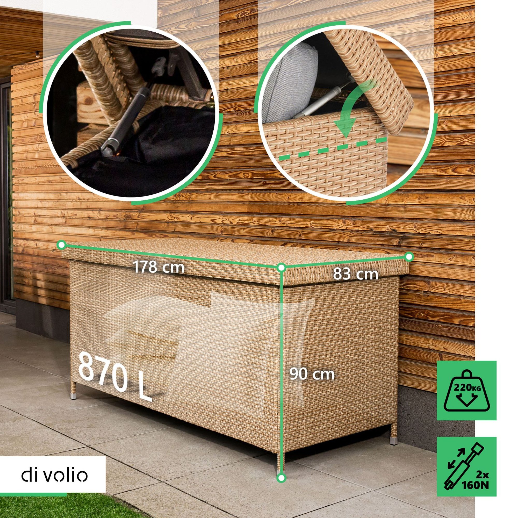 Záhradný box Belia s objemom 870 litrov