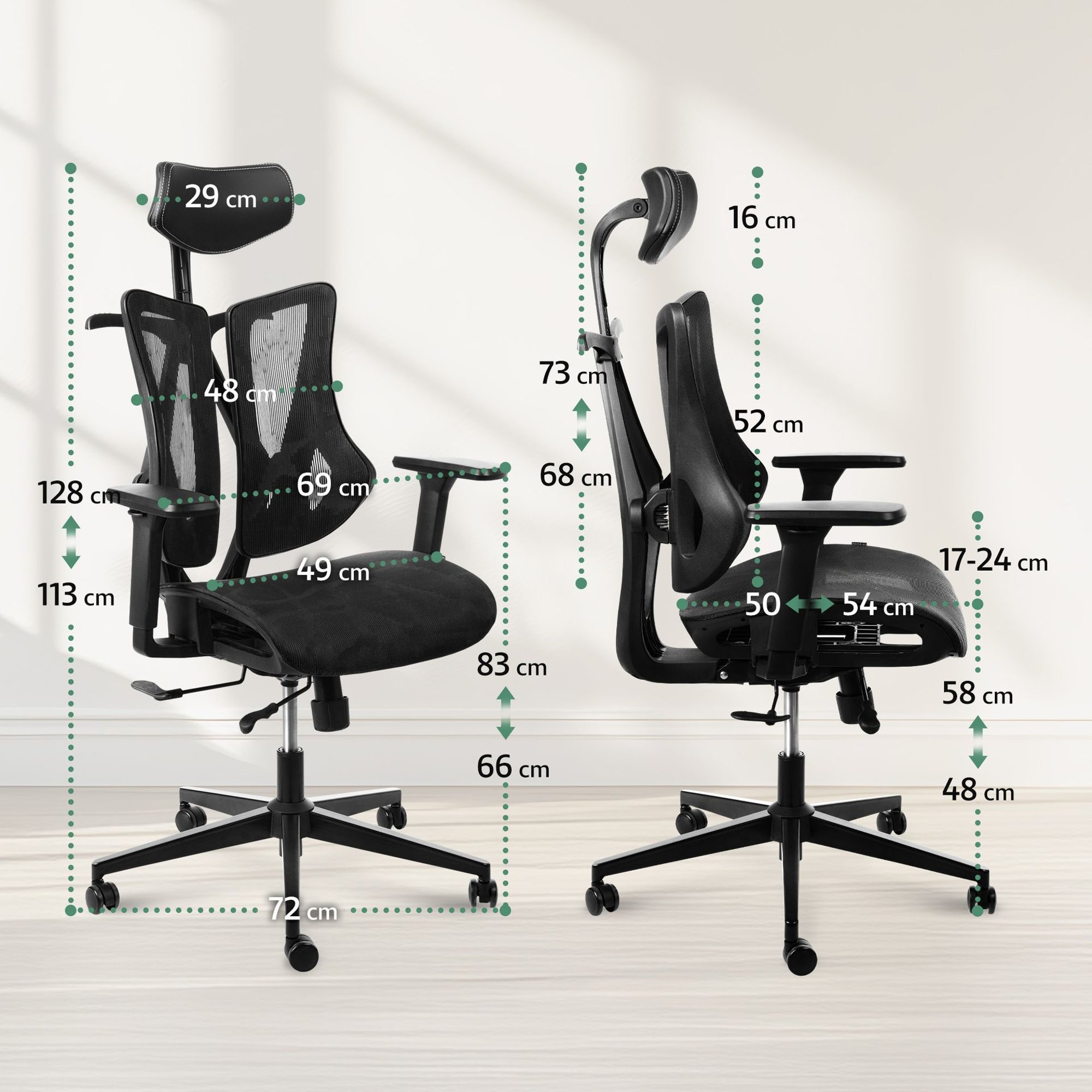 Ergonomický tvar a plná podpora chrbtice