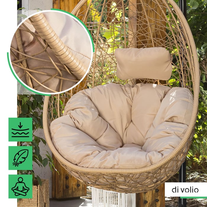 Vnútro záhradného kresla je vyložené nadýchaným, mäkkým vankúšom, ktorý dá vám pocit pohodlia a pohody