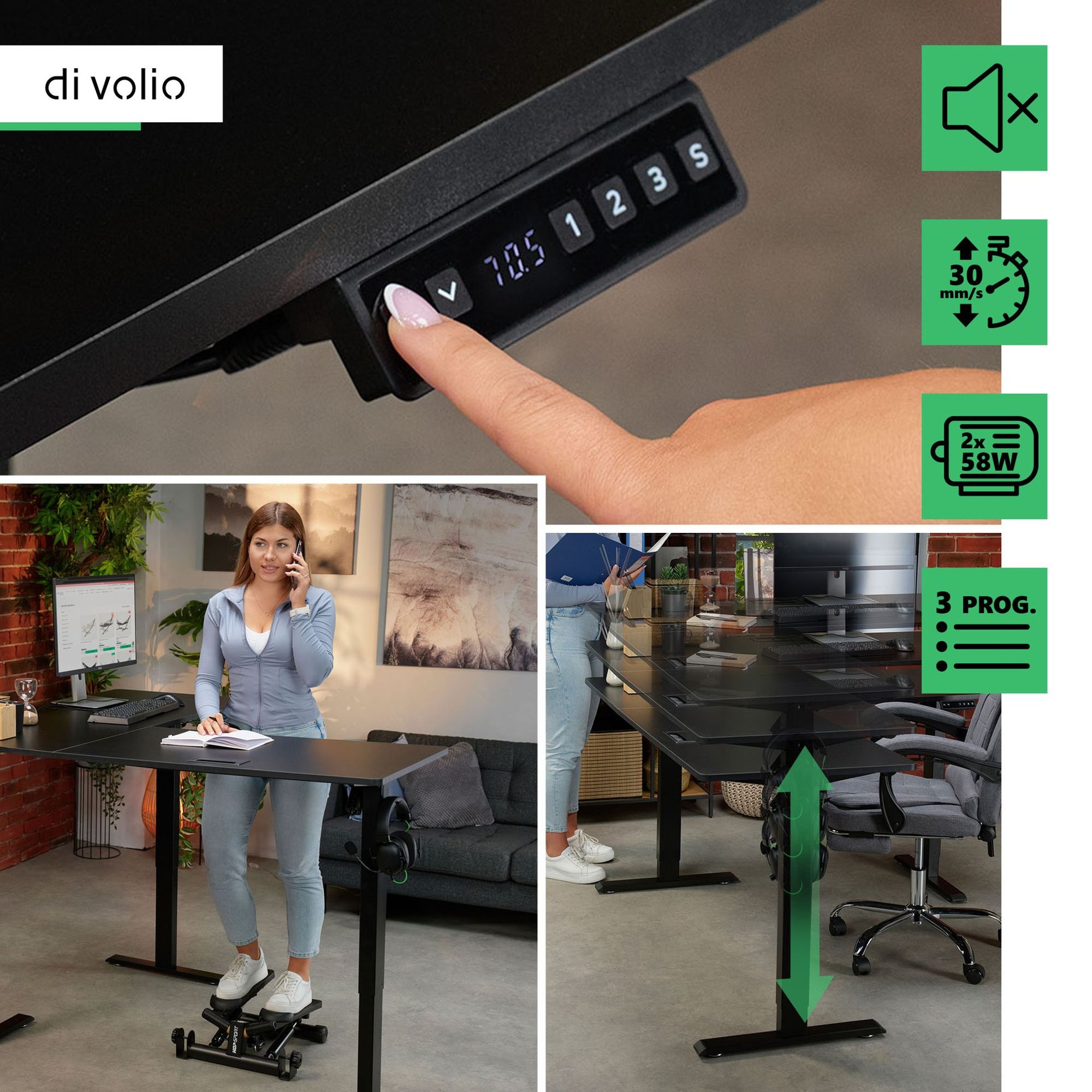 Stôl Montaro má moderný ovládací panel s možnosťou