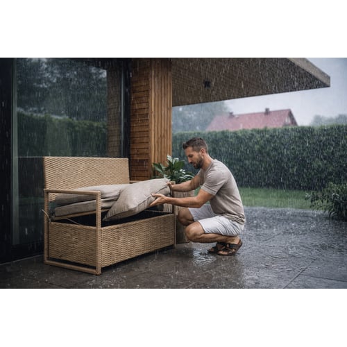 Keď prší: ako rýchlo schovať podušky a textílie, aby nezatuchli (šikovný systém odkladania)