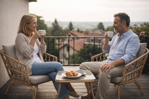 Kútik na rannú kávu: lavička alebo dve stoličky? Čo je praktickejšie do malého priestoru