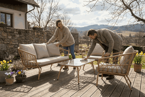 Jarný checklist pre záhradné sedenie: čo skontrolovať, vyčistiť a dotiahnuť pred sezónou