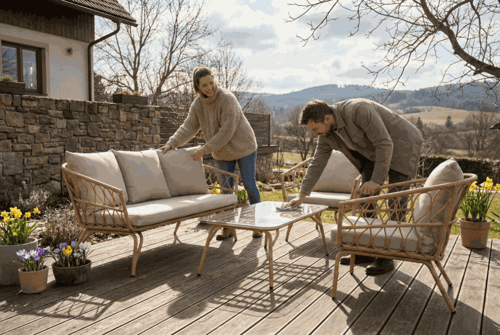 Jarný checklist pre záhradné sedenie: čo skontrolovať, vyčistiť a dotiahnuť pred sezónou