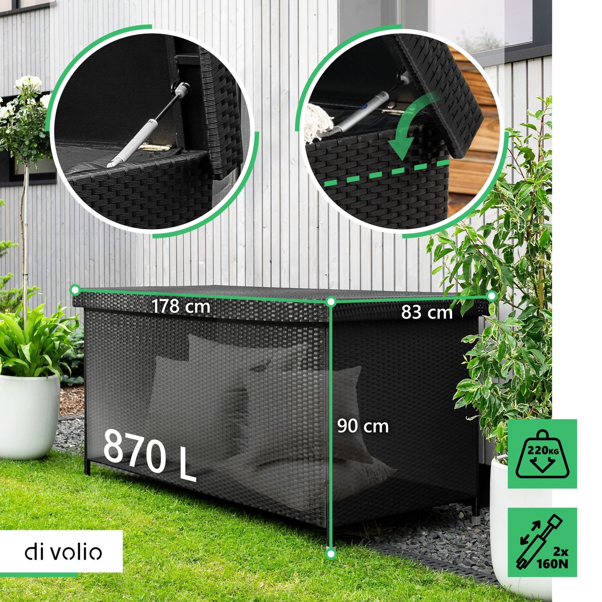 Záhradný box Belia s objemom 870 litrov