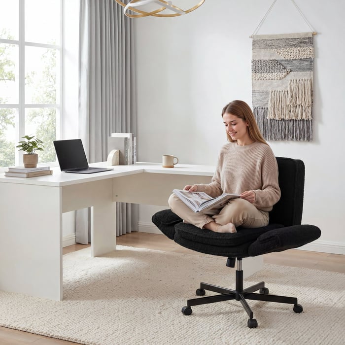 Minimalistické kreslo s mäkkým sedadlom pôsobí čisto a jednotne 