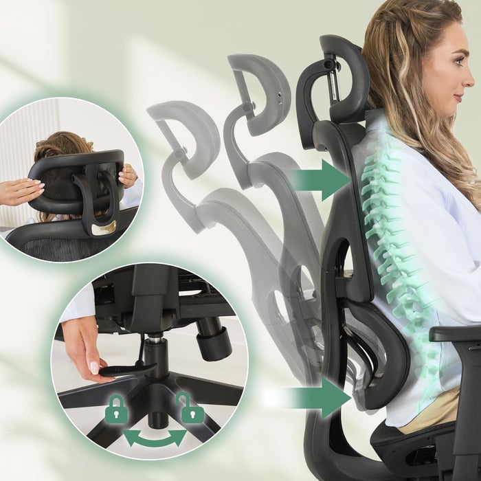 Ergonomicky tvarované operadlo je vybavené integrovanou bedrovou opierkou