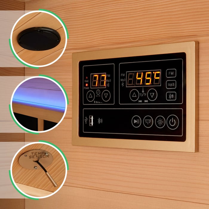 Infrasauna Kuhmo II bola vyrobená z prírodného kanadského jedľovca, dreva, ktoré zaručuje dlhú životnosť. 