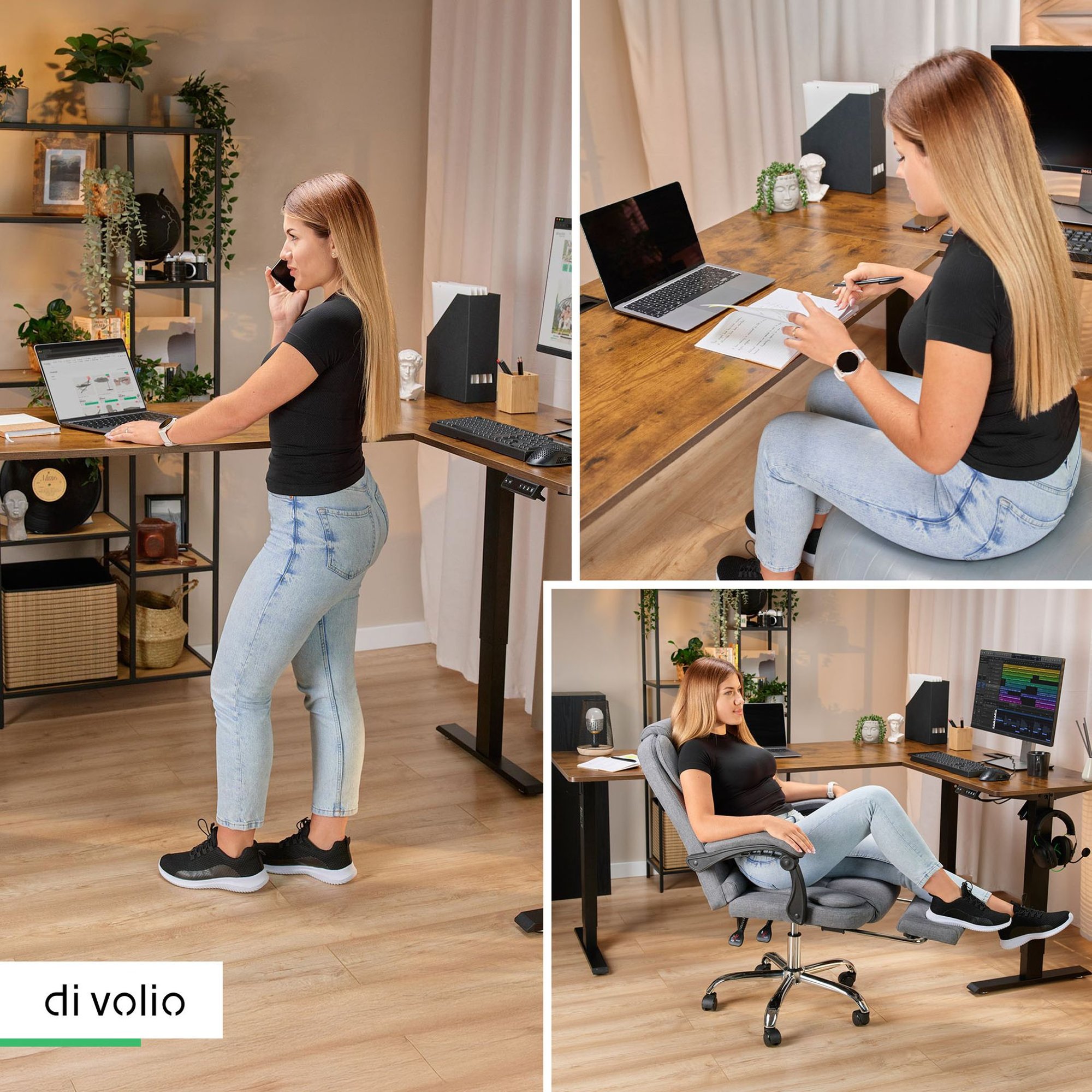 Nastaviteľná výška dosky v rozsahu od 70,5 do 113 cm je kľúčovým prvkom moderného ergonomického stola. 
